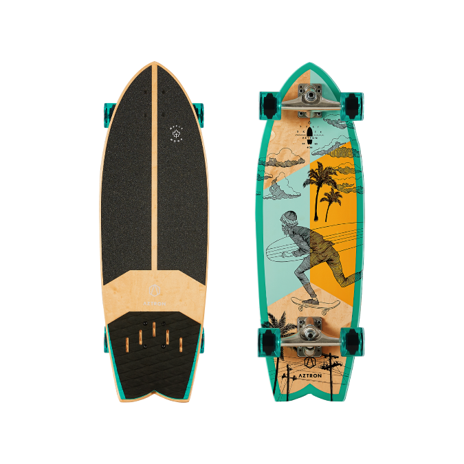 STREET 31  Surfskate Board                          
Canadian Maple Wood Surface, Diamond Grooved EVA Anti-Slip Pad, Kick Pad, Silver Aluminum Trucks, Carbon Steel Bearing, ABEC-7, Colored Wood Mid-layer , 65*51SHR 78A Wheels 