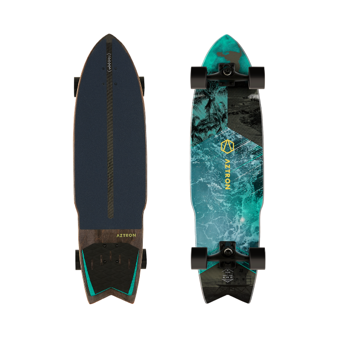 OCEAN 36  Surfskate Board                          
7 layers Canadian Maple Wood Deck with Carbon Inlay Stringer Tech , Diamond Grooved EVA Anti-Slip Pad, Kick Pad,  Black Coated Trucks, Carbon Steel Bearing, ABEC-7, Colored Wood Mid-layer , 70*51SHR 78A Wheels