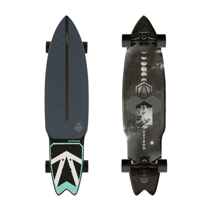 SPACE 40  Surfskate Board                          
7 layers Canadian Maple Wood Deck with Carbon Inlay Stringer Tech , Diamond Grooved EVA Anti-Slip Pad, Kick Pad,  Black Coated Trucks,  Chrome Steel Bearing, ABEC-9, Colored Wood Mid-layer , 70*51SHR 78A Wheels